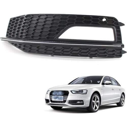 Gloss Black Left Front Bumper Fog Light Grill For Audi A4 B8 S-Line S4 2013-2015