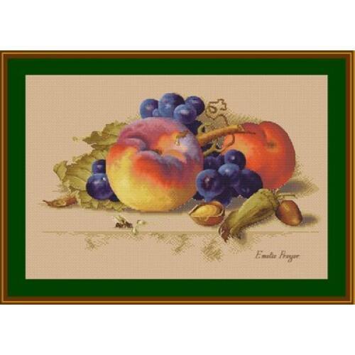 HH MM Counted Cross Stitch Kit Peach and grape Handmade Needlework For Embroidery 14ct Cross Stitch