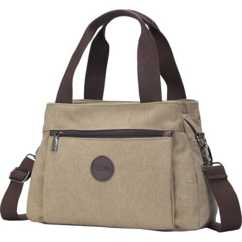 Women Bag Canvas Ladies Handbag Shoulder Messenger Bag Retro Casual Large Capacity Multi Compartment Fashion Girl Canvas Bag