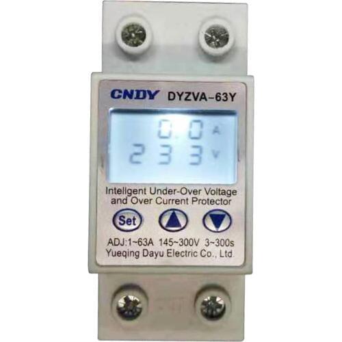 Intelligent PV solar home over voltage and under-voltage limiting current protector adjustable 1-63A 145-300V with LCD display