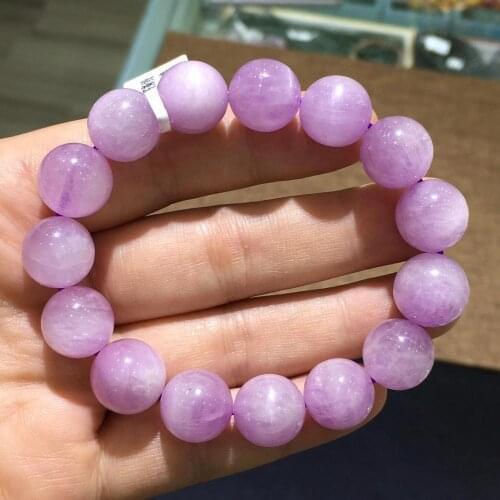 Genuine Natural Purple Kunzite Quartz Clear Round Beads Bracelet 13mm Powerful Energy Cat Eye Women Men AAAAAA