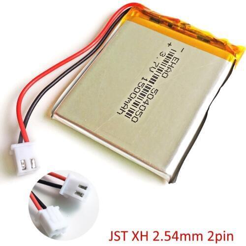 JST XHR 2.54mm 2pin 504050 3.7V 1500mAh Rechargeable battery lipo Lithium polymer for MP3 GPS DVD bluetooth camera Keyboard MP4