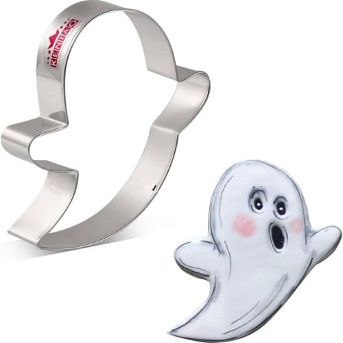 KENIAO Ghost Cookie Cutter for Halloween Party - 10 x 10 cm - Biscuit / Fondant / Pastry Cutter - Stainless Steel