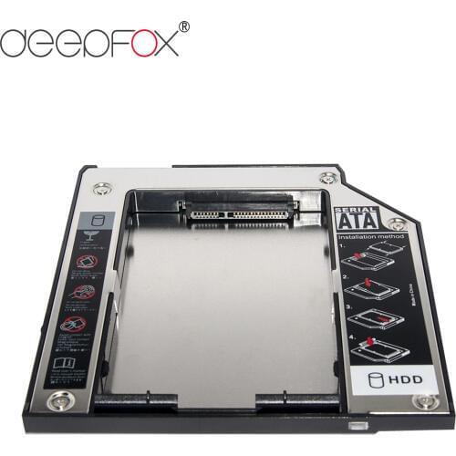 DeepFox Plastic & Aluminum SATA to SATA 2nd HDD Caddy 9.5mm 2.5" SSD Case HDD Enclosure For Lenovo T400 CD DVD-ROM Optibay