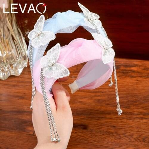 Levao Rhinestone Butterfly Knotted Headband For Women Hairbands Hoop Bezel New 2021 Hair Accessories Headwear