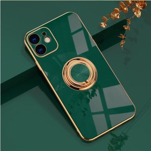 Electroplated magnetic suction ring holder phone case for iphone 7 8 xs xr 11 12 pro max