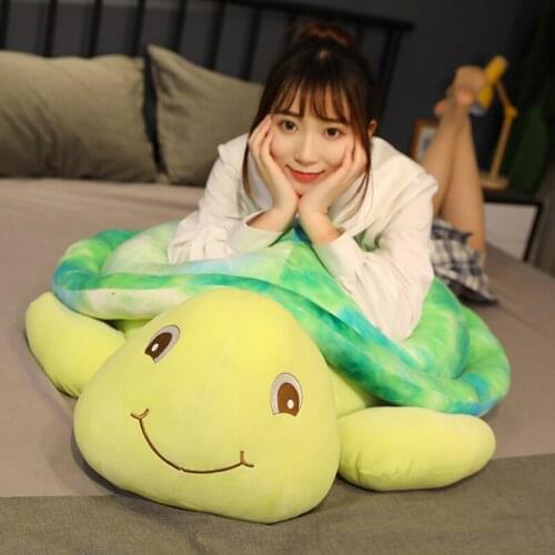 Cute colorful turtle doll soft toys kawaii plush big turtle girl sleeping on bed pillow juguetes baby room home decor holiday gi