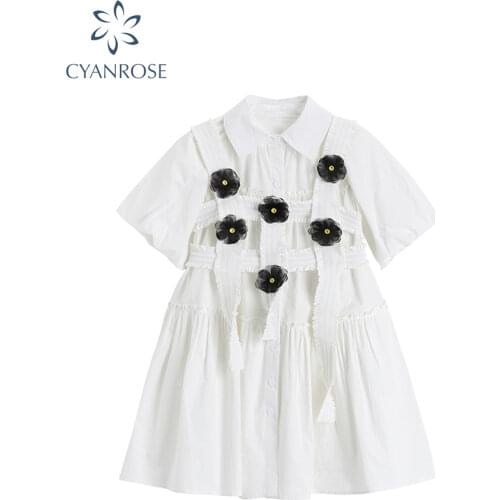 Fashion Elegan White Mini Dress Women Short Sleeve Summer Party Birthday Festival Sweet Cute Sexy French Romantic Vintage Dress
