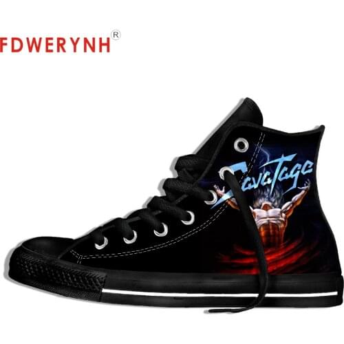 Mens Canvas Casual Shoes Savatage Band Metal Music Customize Pattern Color High Top Lace Up Lightweight Footwear For Men