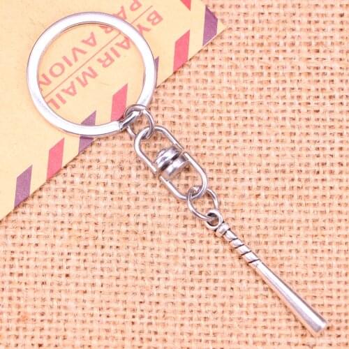 New Fashion Keychain 35x5mm baseball bat club Pendants DIY Men Jewelry Car Key Chain Ring Holder Souvenir For Gift