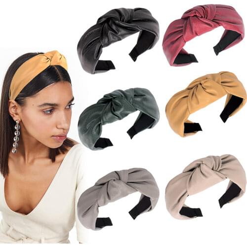 Korean Fashion Leather Hairband Bow Knot Women Headband Elegant Simple Lady Hair Hoop Girls Headbands Hair Accessories Hot Sale