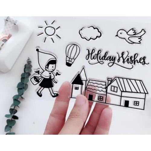 Return Home Girl Holiday Wishes Transparent Clear Silicone Stamps for DIY Scrapbooking/Card Making/Kids Crafts Fun Decoration