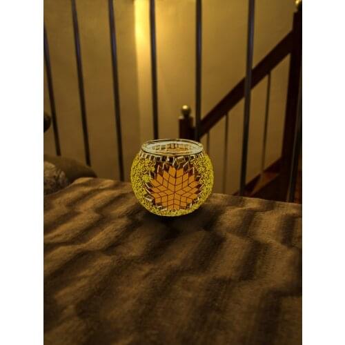 Handmade Turkish Moroccan Oval Mosaic Authentic Vintage Art Deco Table Bedside Candle Holder, 12 Colors