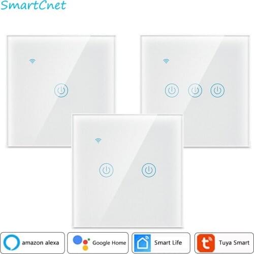 Touch Switch Smart Light Switch Panel Wall interruptor 1/2/3 Gang Tuya wifi light switch EU Standard Work with Alexa Google Home