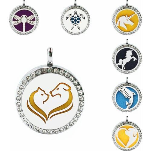 Cat and dog unicorn Sparkling silver 25mm Aromatherapy essential oil diffuser Perfume locket fit necklace making 1 pad no chain