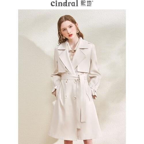 Spring 2021 New Popular Windbreaker Coat Womens Middle Long Small Versatile Fashion Atmosphere