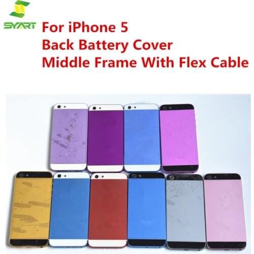 Back Battery Cover For iPhone 5 Housing Battery Door Middle Frame Housings Assembly Door Rear With Flex Cable
