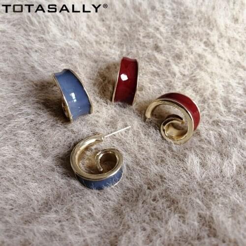 TOTASALLY Chic Earrings for Women Brand Curly Alloy Enamel Anti-allergy Stud Earring Minimalist Ladies Jewelry Gifts Dropship