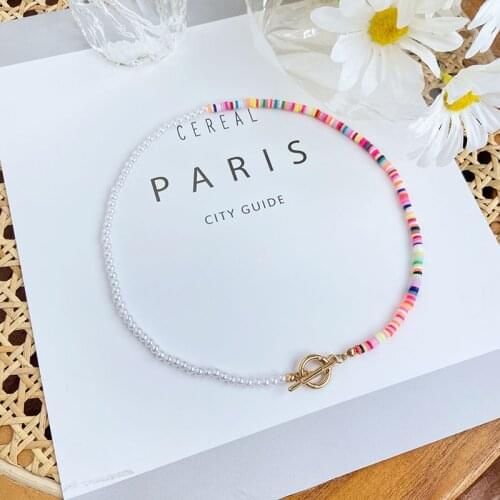 Bohemian Simulated Pearl Colorful Beads Chain Choker Necklaces for Women Female Fashion Ladies Necklace Jewelry Gifts