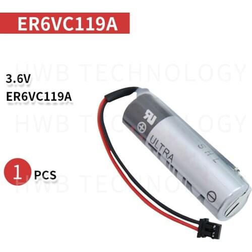 1PCS/lot 100% Original New ER6VC119A 3.6V 2000mAh PLC Battery With Black Plug Free Shipping