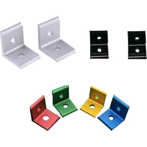10Pcs 2020 2 Hole 90 Degree Four-color Angle Vertical Right Angle Aluminum Profile L-Shape Code Right Angle Fixed
