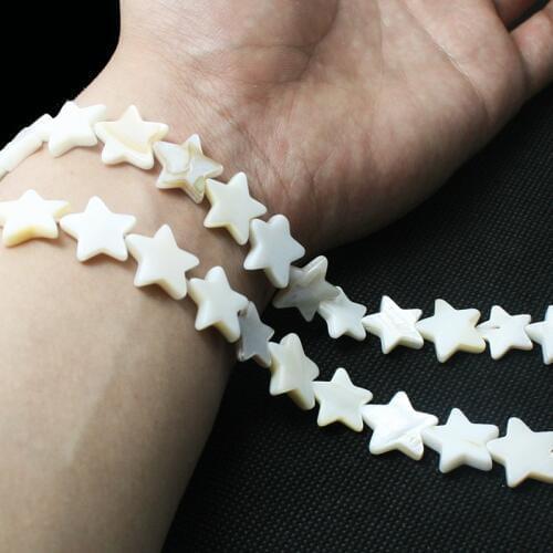 30pcs White Pentagram Natural Freshwater Shell Beads MOP Beads Fit Bracelets Necklaces Jewelry DIY Craft For Female Gift