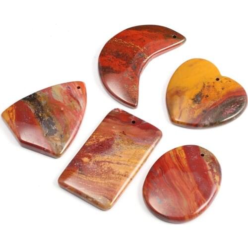 5pcs / Lot Red Stones Pendant Reiki Healing Natural Stone Meditation Amulet DIY Jewelry Natural Stone Charms