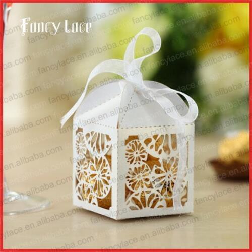 50pcs Chocolate Box Laser Cutting Party Candy Box Paper Gift Packing Bags Christening Birthday Event Decoration Supplies