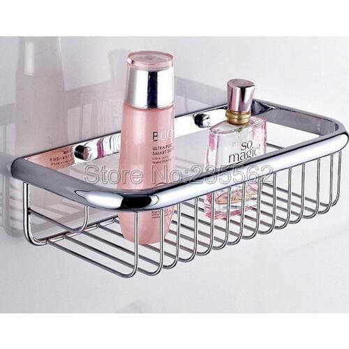 11.8" (30cm) Chrome Brass Finish Bathroom Accessories / Wall Mounted Soap / Sponge Shower Storage Basket lba513