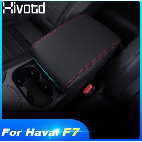 Hivotd For Haval F7 F7X 2019 2020 Accessories Car Central Armrest box Protection Cover Decoration PU leather Interior Mouldings