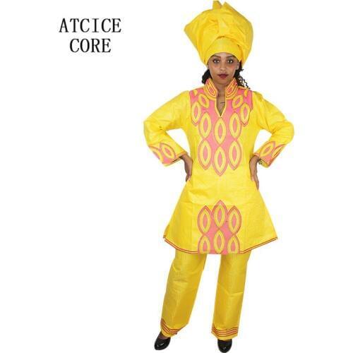 Free shipping 2018 tradition design dashiki african bazin embroidery design dresses top with pants