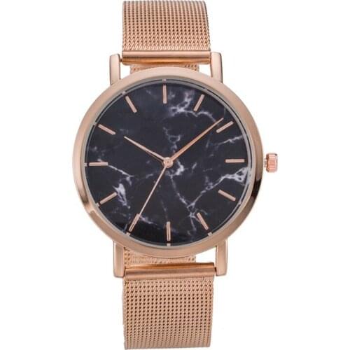 Fashion Rose Gold Mesh Band Creative Marble Female Wrist Watch Luxury Women Quartz Watches Gifts Relogio Feminino Drop Shipping