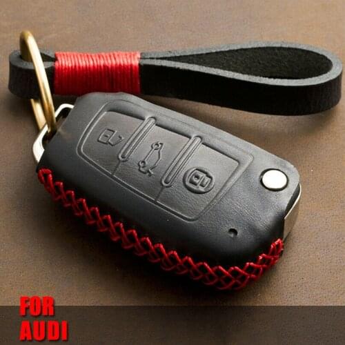1Pcs Genuine Leather Car Key Case Cover For For Audi C6 A7 A8 R8 A1 A3 A4 A5 Q7 A6 C5 Protection Key Holder Shell Bag Keychain