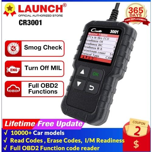 LAUNCH X431 CR3001 Full OBD2 Code Reader Car OBDII scanner Diagnostic tool turn off engine light free update pk cr319 ELM327