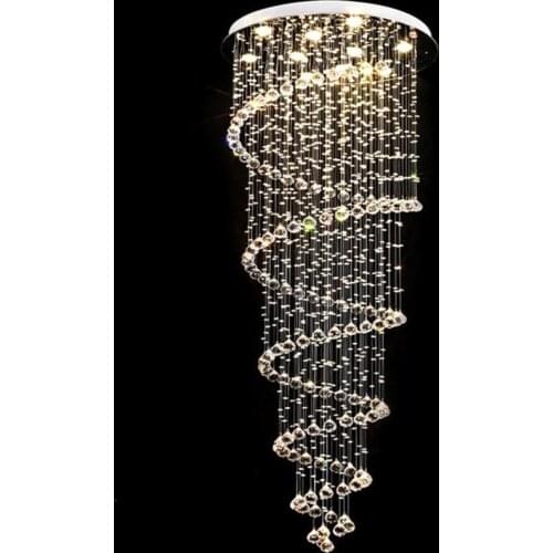 Long Crystal Chandelier for stairwell Hally Living room Kitchen Lustre De Cristal italian Design round crystal chandeliers Lamp