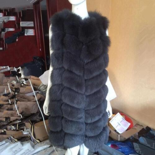 Long Real Fox Fur Vest for womens 2019 Cotton-liner Sleeveless Natural Fur Waistcoat Winter Slim Genuine Fur Jacket