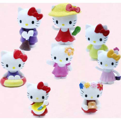HelloKitty Action Figures Toys Model Cute KT Cat Doll Solid SceneCake Decoration Ornaments Cartoon Doll Girls Toy Children Gift