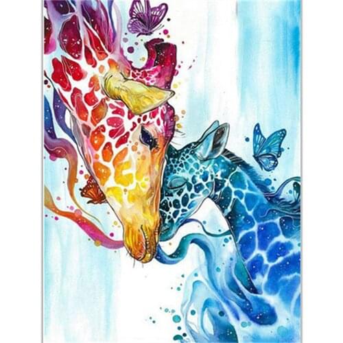 XUEQIXIAOZU Full Round Diamond Painting Giraffe 5D DIY Diamonds Embroidery Animal Art Kits Decorations Home HM1544