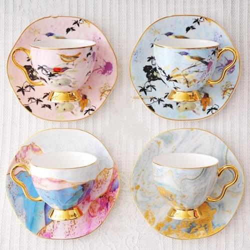 Ceramic Milk Mug Coffee Cup Saucer European Pastoral Afternoon Tea Set Bone China Red Tea Cup