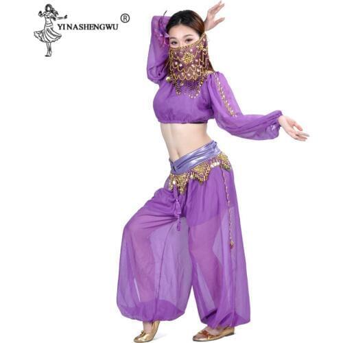 Women Sexy Bollywood Belly Dance Costume Set Indian Sari Belly Dance Suit Chiffon Veil Belly Dance Performance 1pc/2pcs/3pcs Set