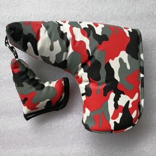 Red Camouflage Golf Club Blade Putter Head Cover With Magnetic Closure