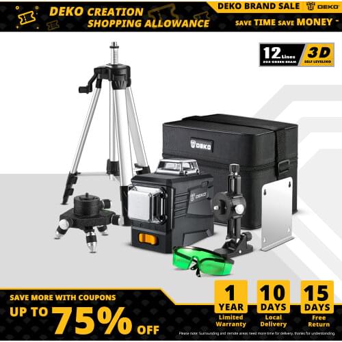 DEKO 12 Lines Laser Level 360 Horizontal And Vertical Cross Lines With Auto Self-Leveling Indoors&Outdoors 505nm-DKLL12PB2 S1/S2