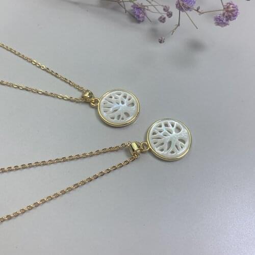 Fashion Lucky Life Tree Necklace For Women/Natural Mother of Pearl Shell Pendant Womens Choker Neck Chain Jewelry