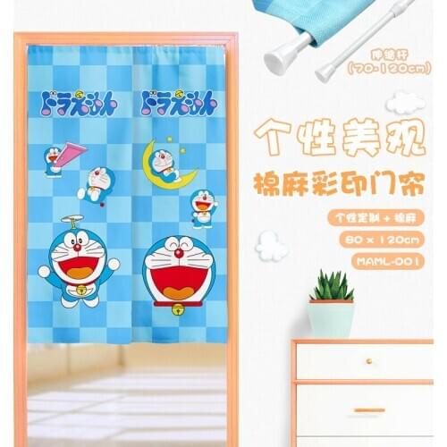 Smile Doraemon Fashion Anime Customized Door Curtain Decoration Home Cartoon Half Curtains Bedroom Kitchen NEW