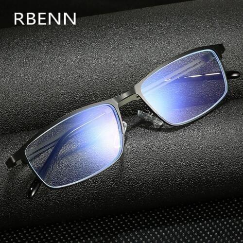 RBENN Metal Frame Reading Glasses Men High Quality Business Presbyopia Reader for Male Blue Light Blocking Reading Glasses +1.75