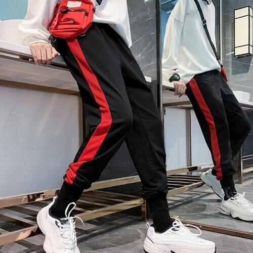 Hot Sale Men Casual Sports Gym Jogger Sweatpants Sporty Men Color Block Ankle Tied Long Elastic Cotton Pants Running Trousers