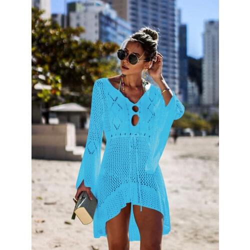 Sexy Cover Up Bikini Women Swimsuit Cover-up Beach Bathing Suit Beach Wear Knitting Swimwear Mesh Beach Dress Tunic Robe