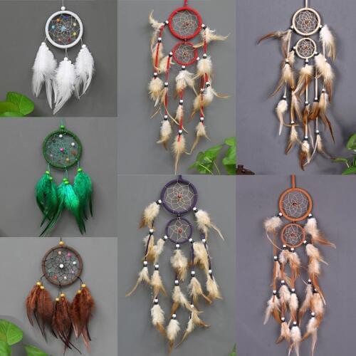Wall Hanging Hot Sale Vintage Dreamcatchers Decoration For Car Retro Feathers Circular Feather Home Decoration Dream Catcher 1PC