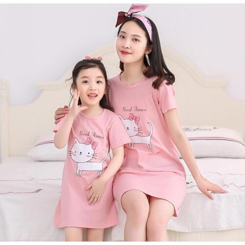 New Cartoon Unicorn Girls Nightgown Childrens Summer Nightdress Baby Girls Homewear Mother Kids Nightdress Girls Cute Sleepwear