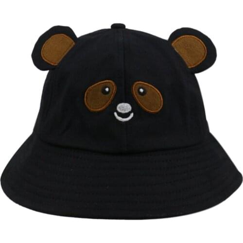 New Cute Black Pink Cartoon Chapeau Femme Sun Caps Gorro Bear Bucket Hats Women Ladies Gifts